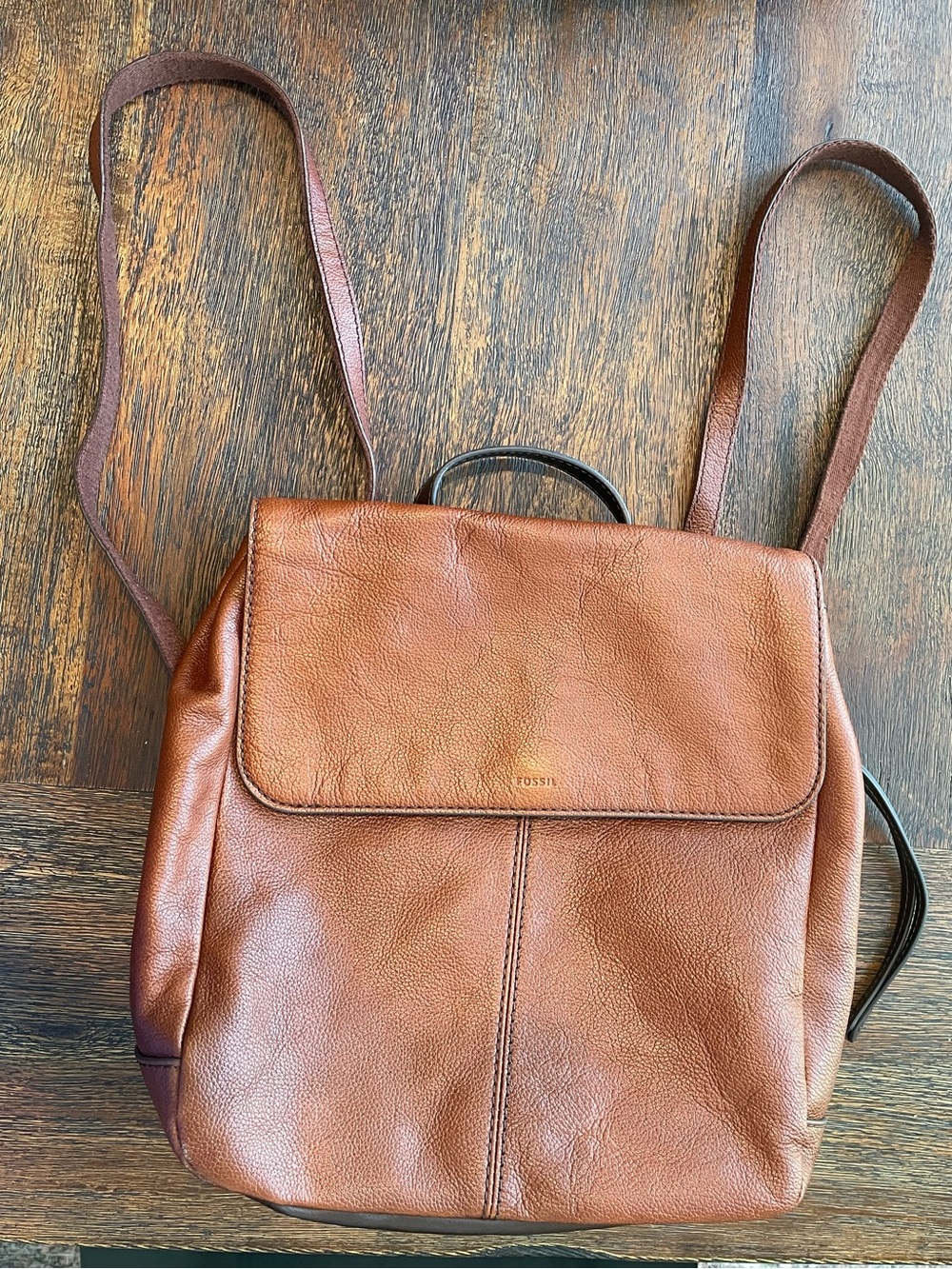 Fossil Cognac Leather Backpack Purse